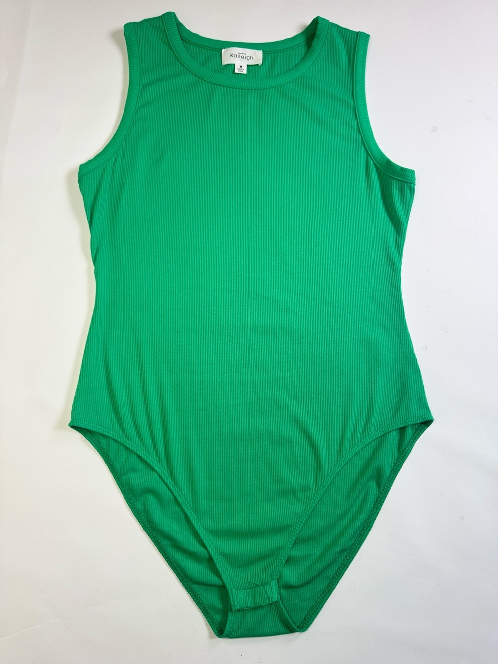 Kaileigh Green Ribbed Tank Bodysuit - Medium
